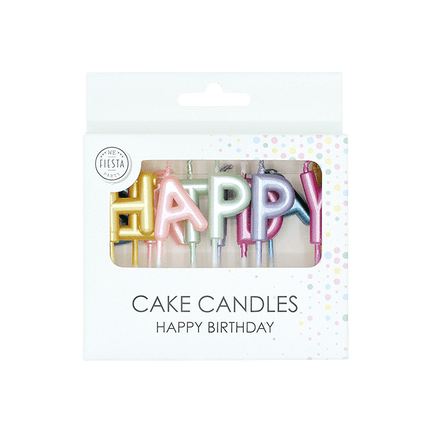 Gekleurde Kaarsen Happy Birthday Pastel van WeFiesta koop je bij Partywinkel