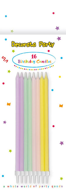 Gekleurde Kaarsen Pastel 14,5cm 16st van Procos koop je bij Partywinkel