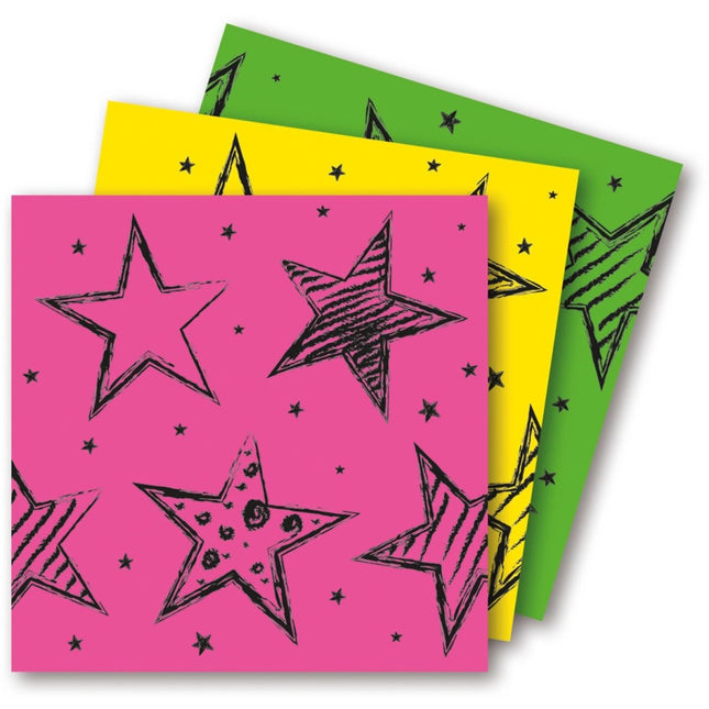 Gekleurde Neon Servetten 33cm 20st van Folat koop je bij Partywinkel