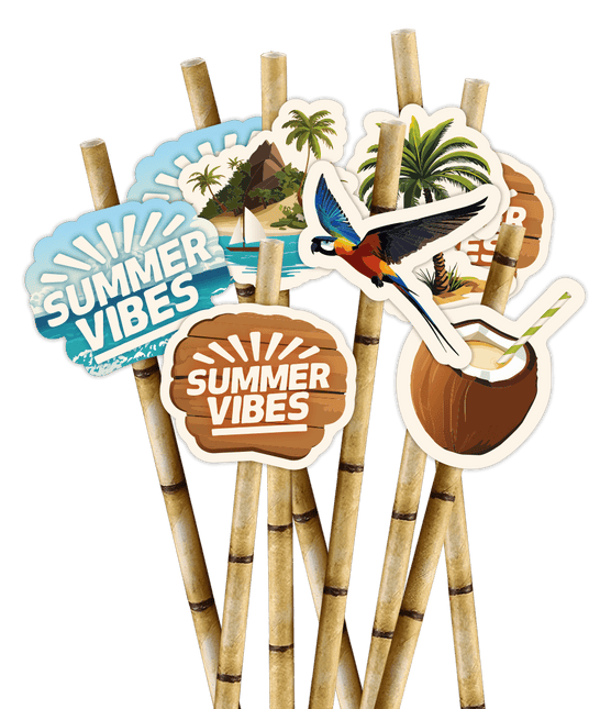 Gekleurde Rietjes Summer Vibes 8st van Paper Dreams koop je bij Partywinkel