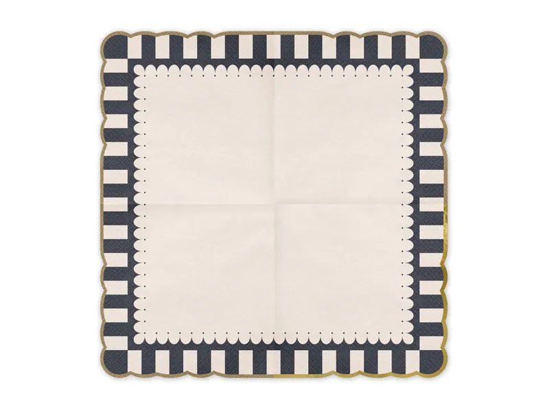 Gekleurde Servetten Gestreept Gouden Rand 33cm 12st van Partydeco koop je bij Partywinkel