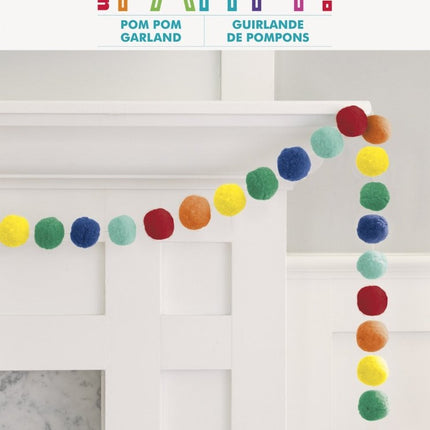 Gekleurde Slinger Pom Pom Filt 2m van Unique koop je bij Partywinkel