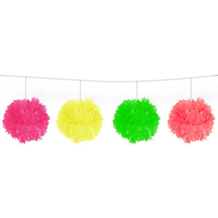 Gekleurde Slinger Pompon Neon 3m van Folat koop je bij Partywinkel