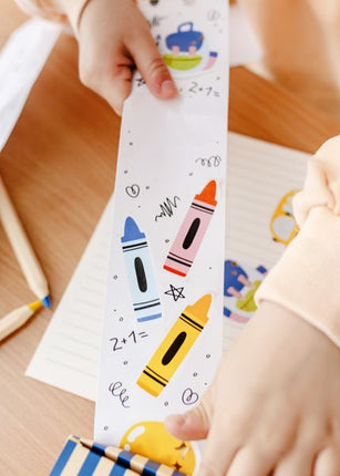 Gekleurde Sticker School 19 delig van Partydeco koop je bij Partywinkel