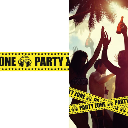 Gele Afzetlint Party Zone 6m van Fiestas Guirca koop je bij Partywinkel