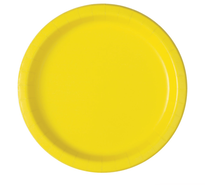 Gele Borden 17,1cm 8st van Unique koop je bij Partywinkel