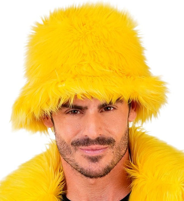 Gele Bucket Hat Pluche van Widmann koop je bij Partywinkel