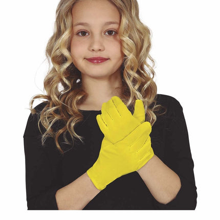Gele Handschoenen Kind 17cm van Fiestas Guirca koop je bij Partywinkel