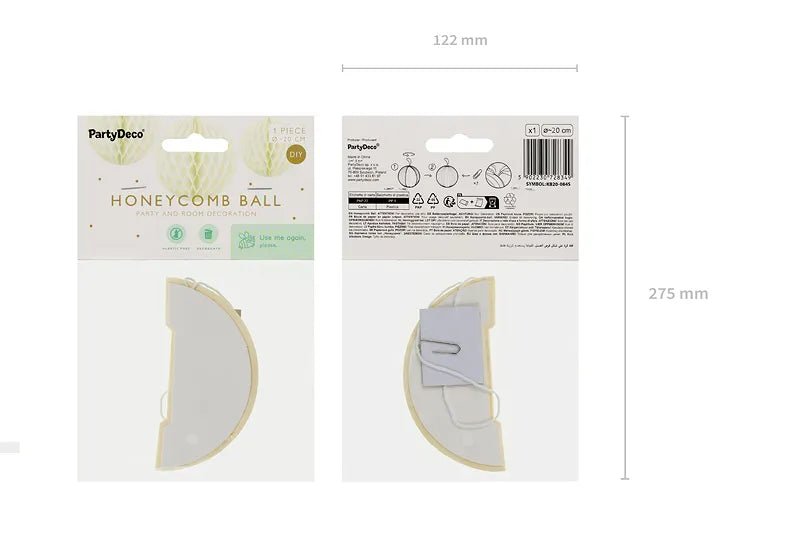 Gele Honeycomb 20cm van Partydeco koop je bij Partywinkel