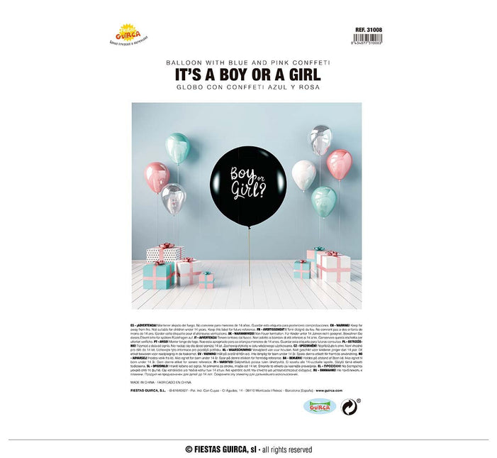 Gender Reveal Ballon 70cm van Fiestas Guirca koop je bij Partywinkel