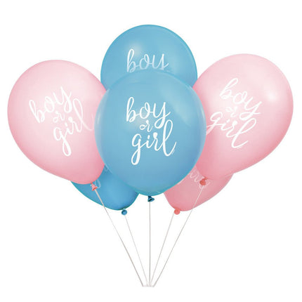Gender Reveal Ballonnen Boy Or Girl 30cm 8st van Unique koop je bij Partywinkel