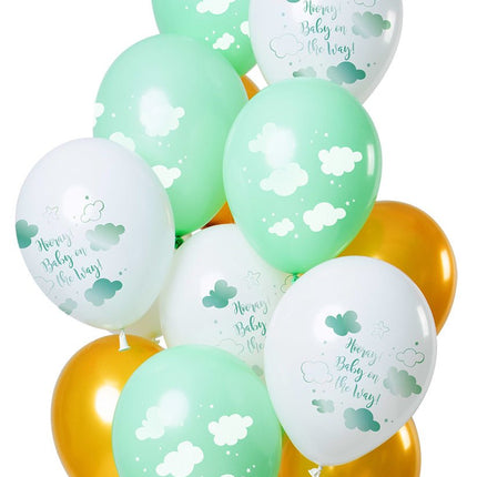Gender Reveal Ballonnen Hooray Baby 30cm 12st van Folat koop je bij Partywinkel