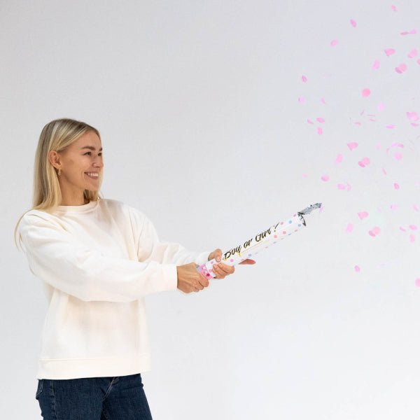 Gender Reveal Confetti Kanon Roze 40cm van Riethmueller koop je bij Partywinkel