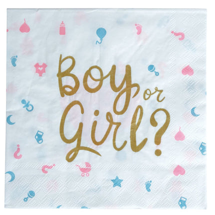 Gender Reveal Servetten 33cm 12st van Fiestas Guirca koop je bij Partywinkel
