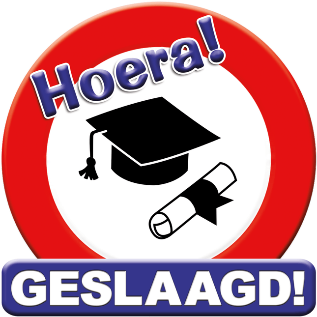 Geslaagd Deurbord Verkeersbord 50cm van Paper Dreams koop je bij Partywinkel