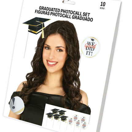 Geslaagd Photobooth Props Zwart Wit 10st van Fiestas Guirca koop je bij Partywinkel