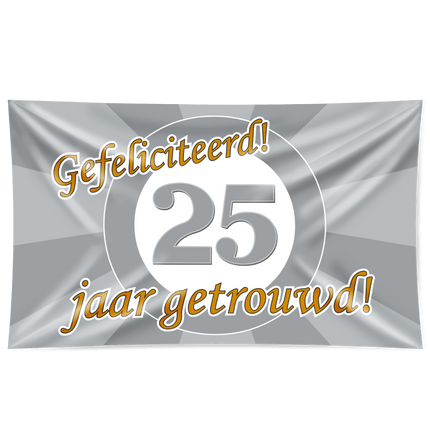 Gevelvlag 25 Jaar Getrouwd 1,5m van Paper Dreams koop je bij Partywinkel