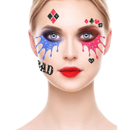 Gezicht Stickers Harley Quinn Glitter 20cm van Fiestas Guirca koop je bij Partywinkel