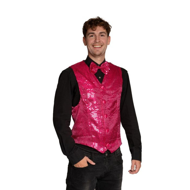 Gilet + Strik Roze van Partychimp koop je bij Partywinkel