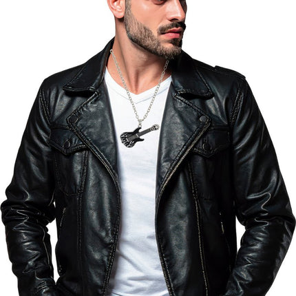 Gitaar Ketting Zwart Zilver van Fiestas Guirca koop je bij Partywinkel