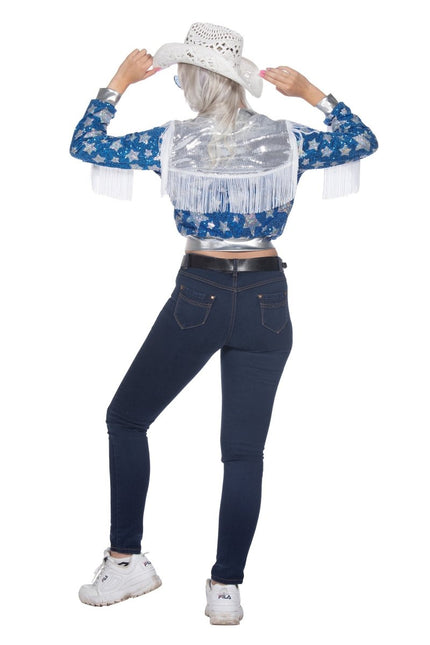 Ster Jas Blauw Dames Glamorous Pailletten van Wilbers & Wilbers koop je bij Partywinkel