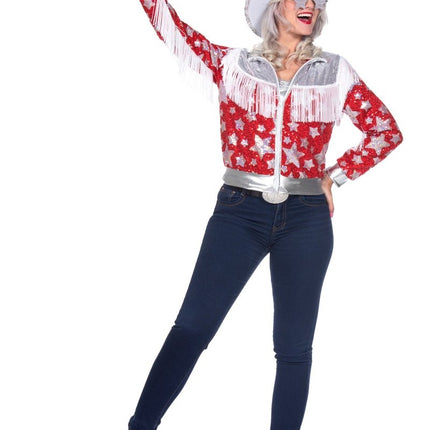 Ster Jas Rood Dames Glamorous Pailletten van Wilbers & Wilbers koop je bij Partywinkel