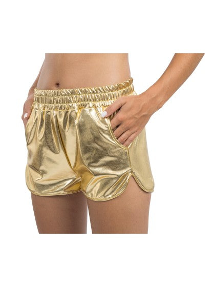 Guldmetallic-shorts för damer