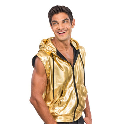 Gouden Mouwloos Jasje Met Capuchon Heren