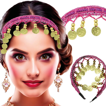 Goud Roze Hoofdband Munten van Fiestas Guirca koop je bij Partywinkel