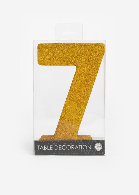 Goud Tafeldecoratie Cijfer 7 Glitter 20,5cm van WeFiesta koop je bij Partywinkel