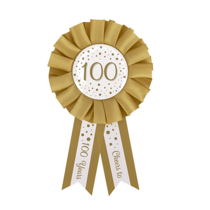 Goud Witte Rozet 100 Jaar van Paper Dreams koop je bij Partywinkel