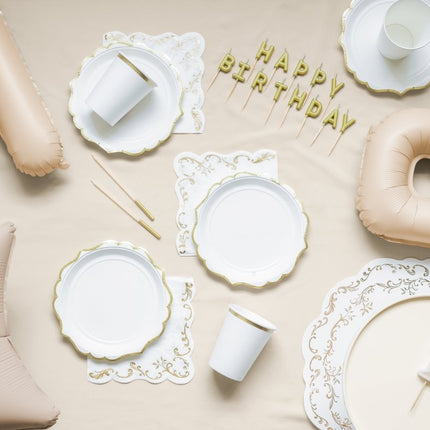 Goud Witte Servetten Ornament 33cm van Partydeco koop je bij Partywinkel