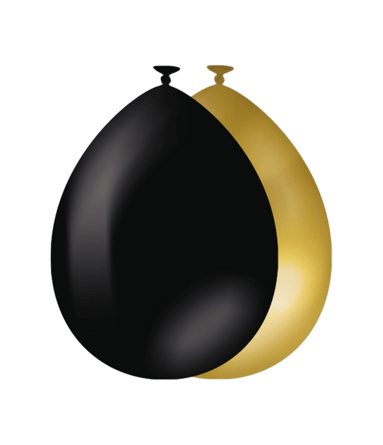 Goud Zwarte Ballonnen 30cm 10st van Paper Dreams koop je bij Partywinkel