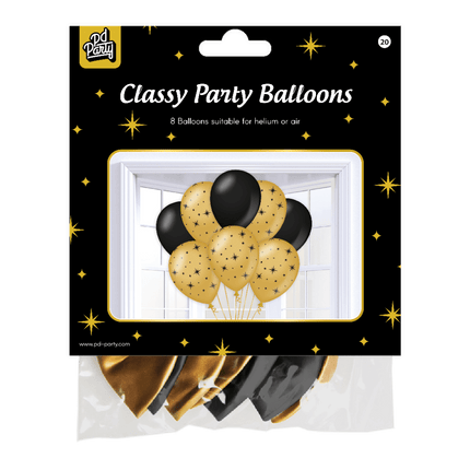 Goud Zwarte Ballonnen Sterren 30cm 6st van Paper Dreams koop je bij Partywinkel