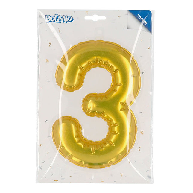 Gouden 3 Jaar Stickers Folieballon 20cm van Boland koop je bij Partywinkel