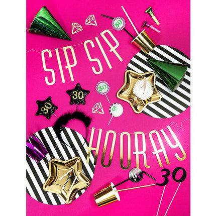 Gouden Borden Ster 18cm 6st van Partydeco koop je bij Partywinkel