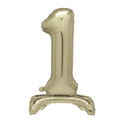 Gouden Cijfer Ballon 1 Jaar Met Standaard 76cm van Unique koop je bij Partywinkel