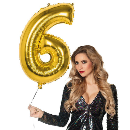Gouden Cijfer Ballon 6 Jaar 86cm van Boland koop je bij Partywinkel