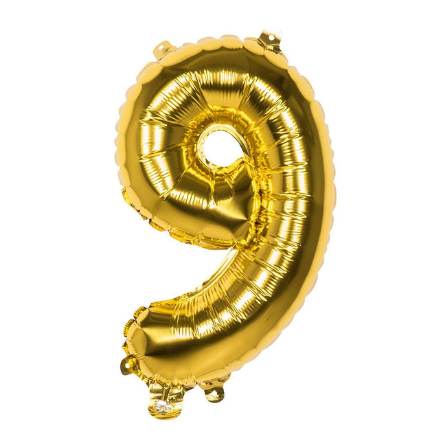 Gouden Cijfer Ballon 9 Jaar 36cm van Boland koop je bij Partywinkel