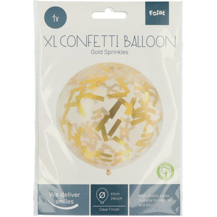 Gouden Confetti Ballon 61cm van Folat koop je bij Partywinkel