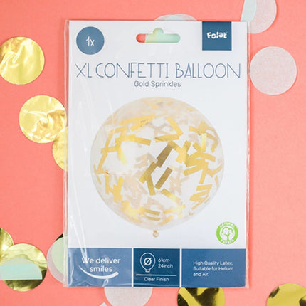 Gouden Confetti Ballon 61cm van Folat koop je bij Partywinkel