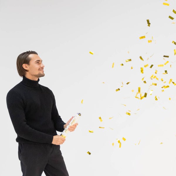 Gouden Confetti Kanon Folie 28cm van Riethmueller koop je bij Partywinkel