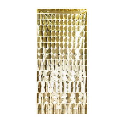 Gouden Deurgordijn Vierkantjes 2m van Partydeco koop je bij Partywinkel