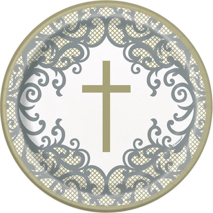 Gouden Doopfeest Borden 18cm 8st van Unique koop je bij Partywinkel