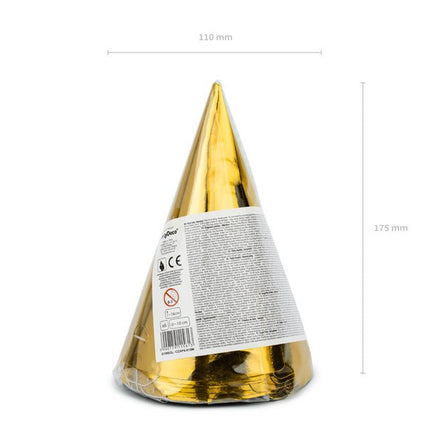 Gouden Feesthoedjes 16cm 6st van Partydeco koop je bij Partywinkel