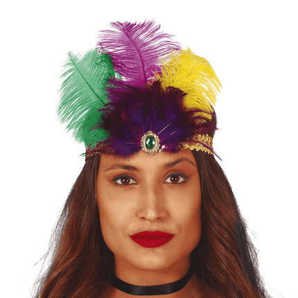 Gouden Hoofdband Veren van Fiestas Guirca koop je bij Partywinkel