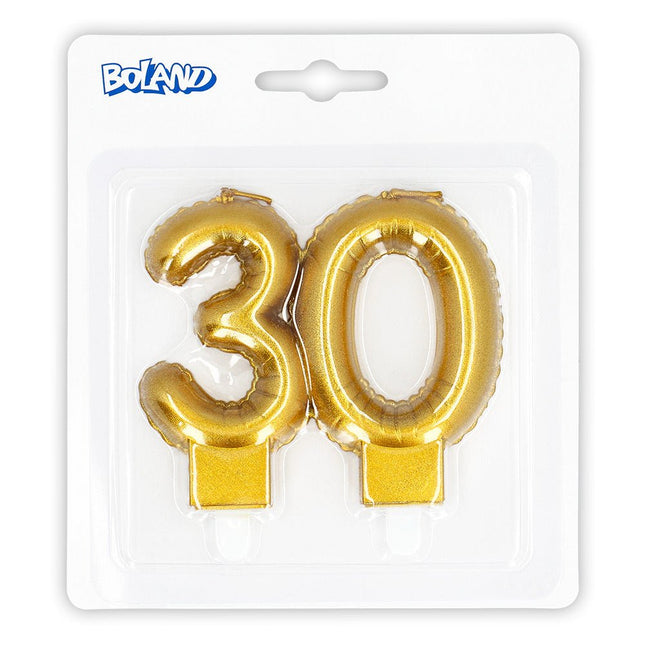 Gouden Kaars 30 Jaar 8cm van Boland koop je bij Partywinkel