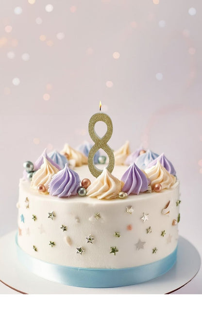 Gouden Kaars 8 Jaar Glitter 12,5cm van Fiestas Guirca koop je bij Partywinkel
