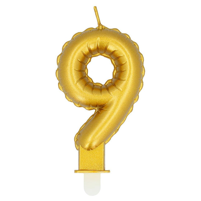 Gouden Kaars 9 Jaar 8cm van Boland koop je bij Partywinkel