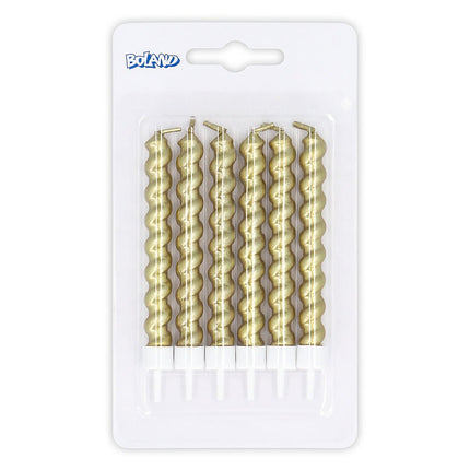 Gouden Kaarsen Op Houder 6st van Boland koop je bij Partywinkel